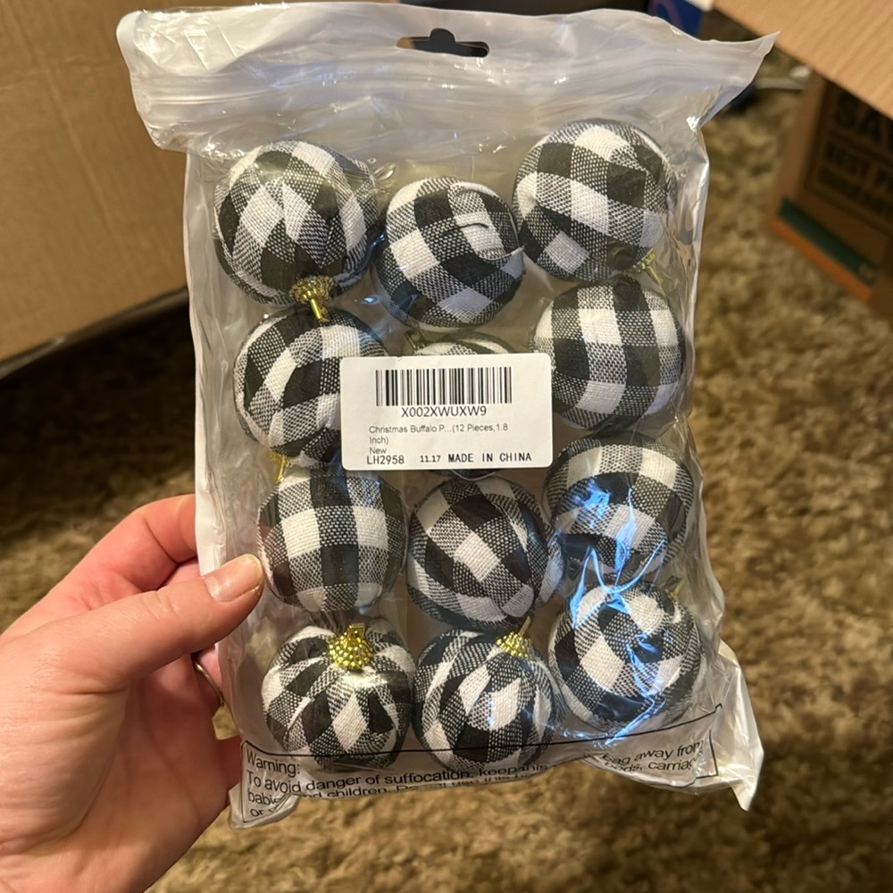 12 Christmas Buffalo Plaid ornaments brand new